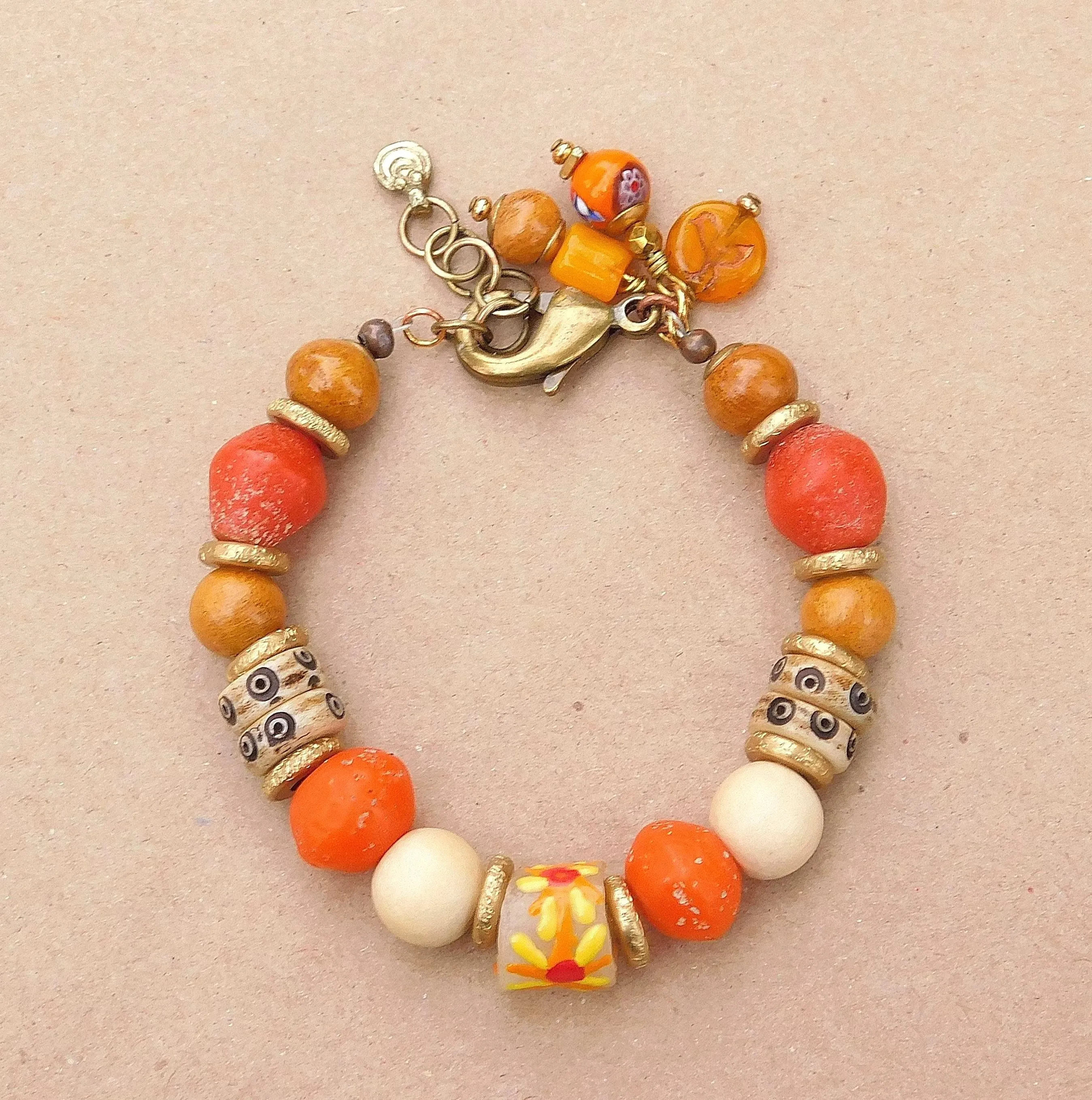 Orange Ancient Style Java Boho Bracelet