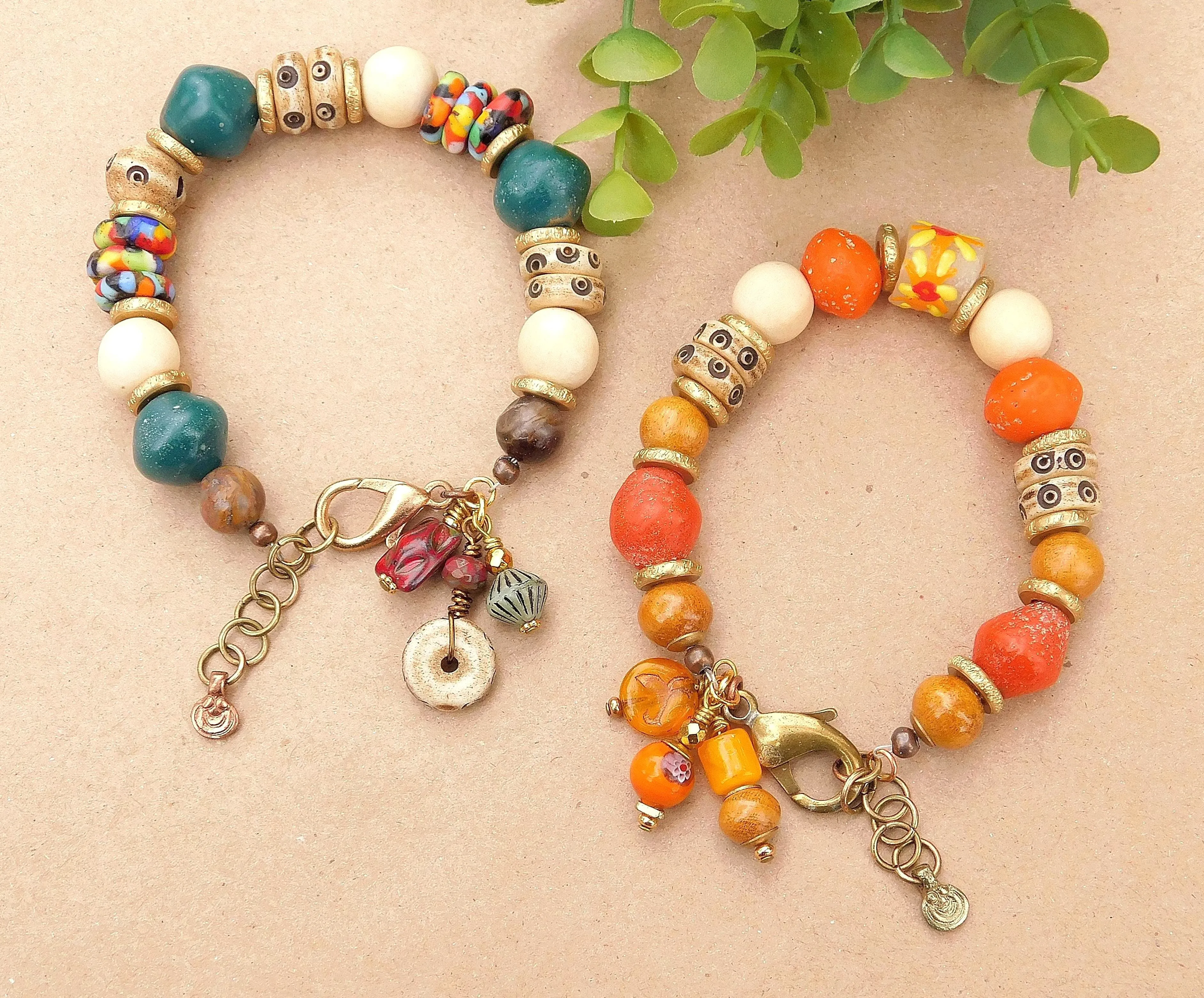 Orange Ancient Style Java Boho Bracelet