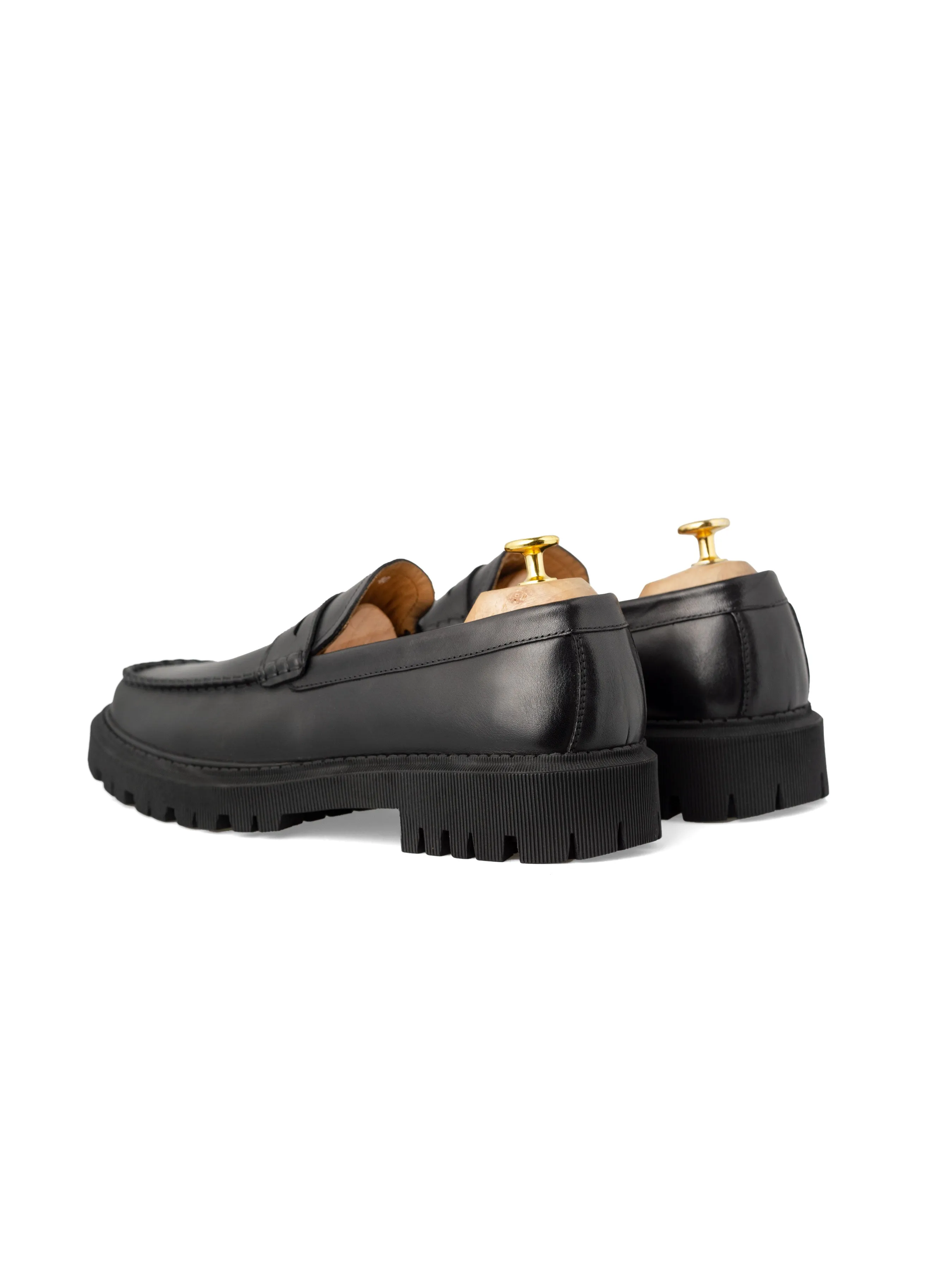 Penny Loafer - Solid Black Leather (Chunky Sole)