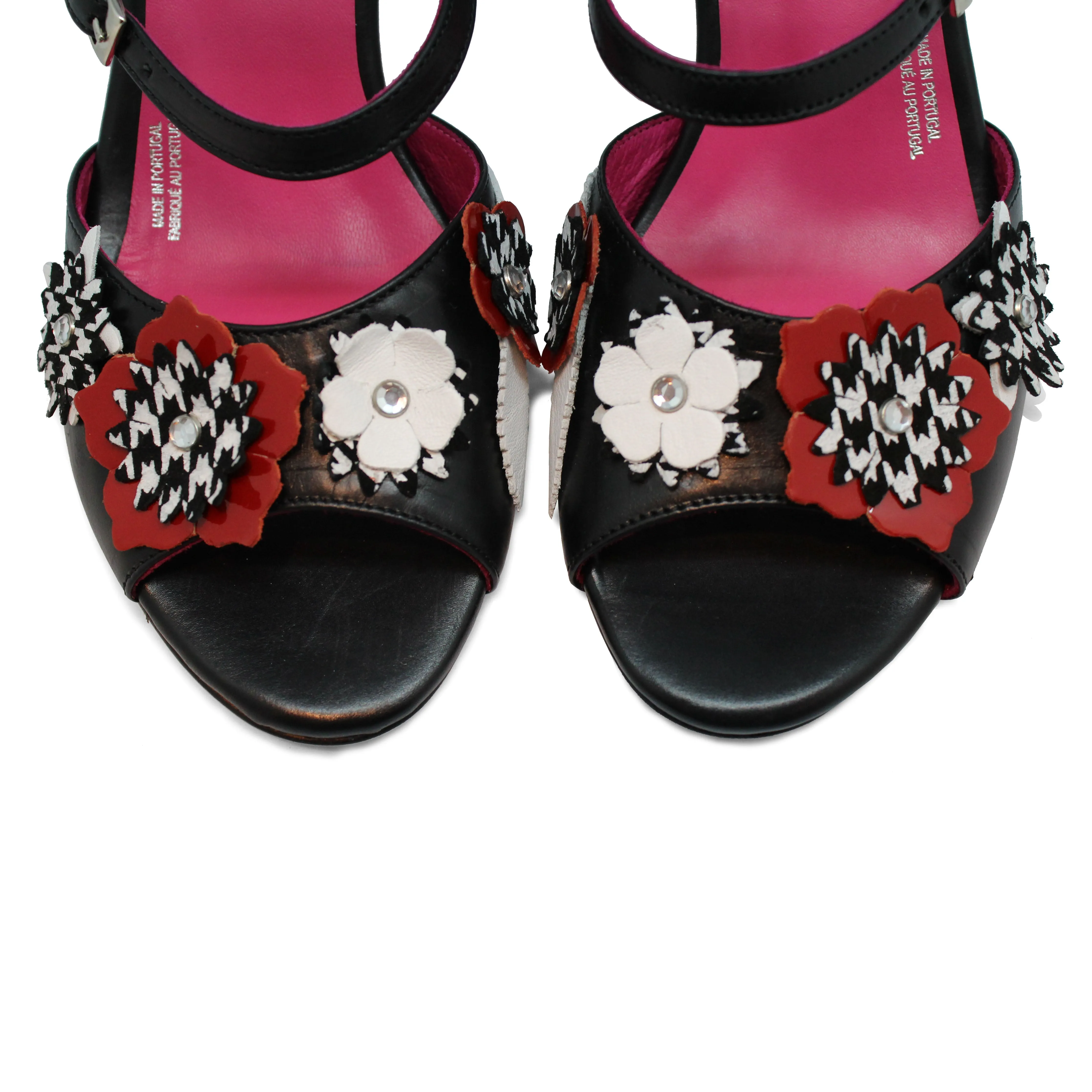 Poppy - Black White and Red block heel