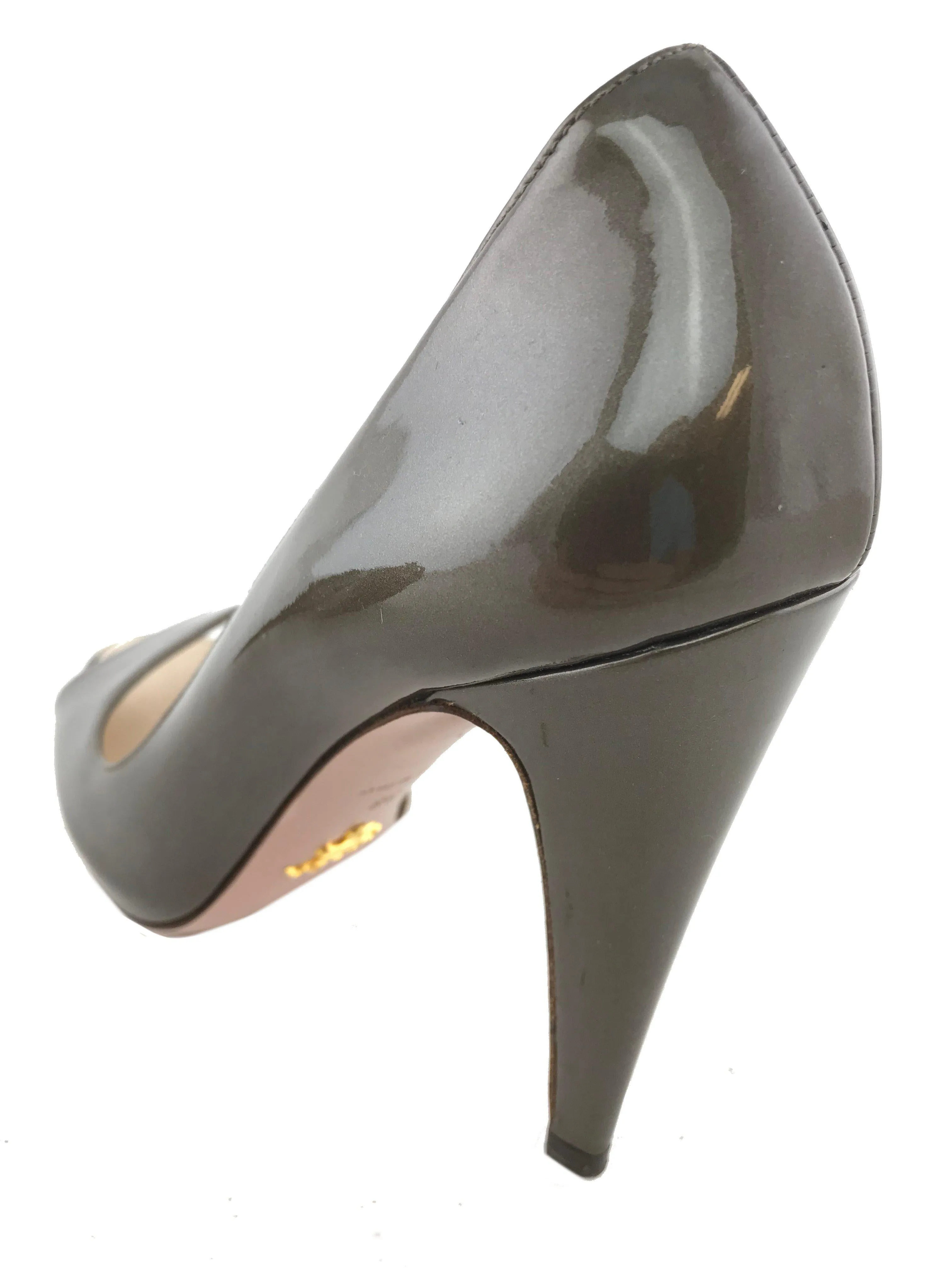 Prada Patent Leather Peep Toe Platform Pumps Size 8