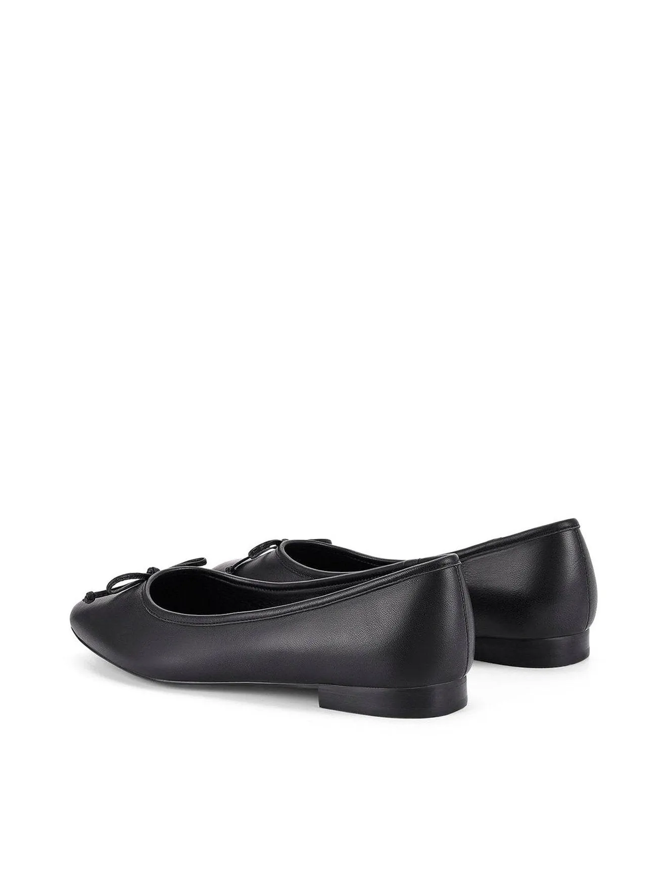 Regina Square Toe Ballet Flats - Black Leather