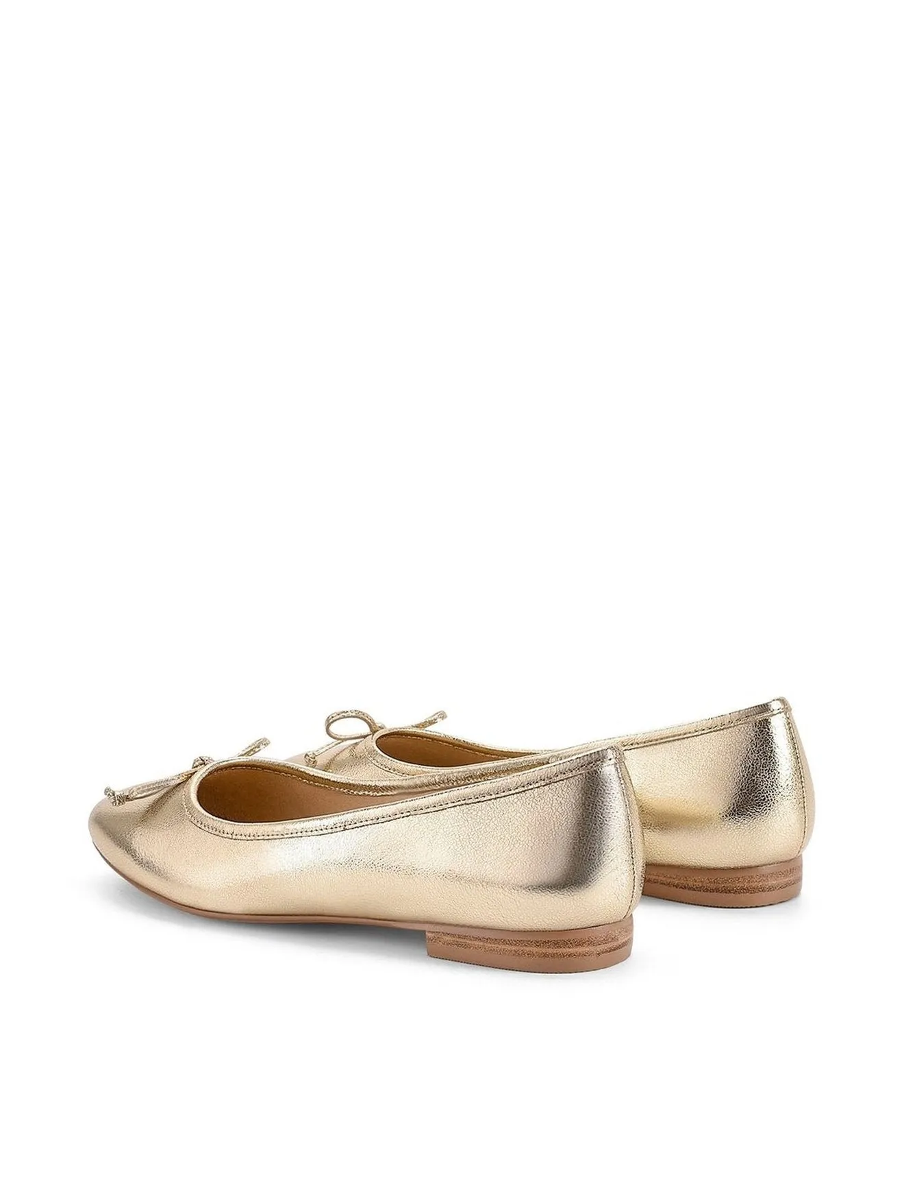 Regina Square Toe Ballet Flats - Gold Leather