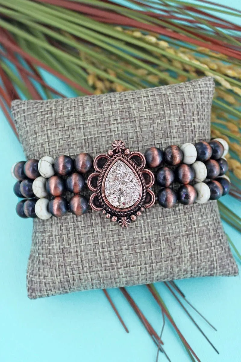 San Pietro Druzy cooper STACK BRACELET SET