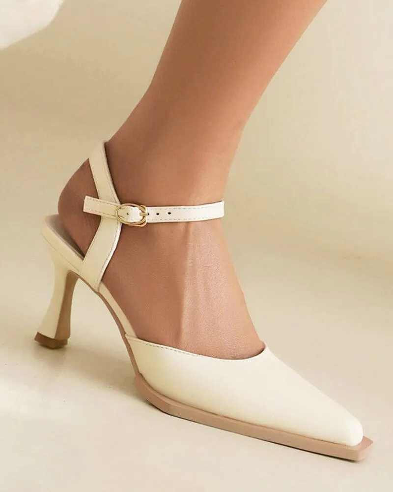 Square Toe Adjusting Buckle Heels