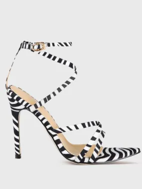 Strappy High Heels Zebra Print Open Toe Sandals