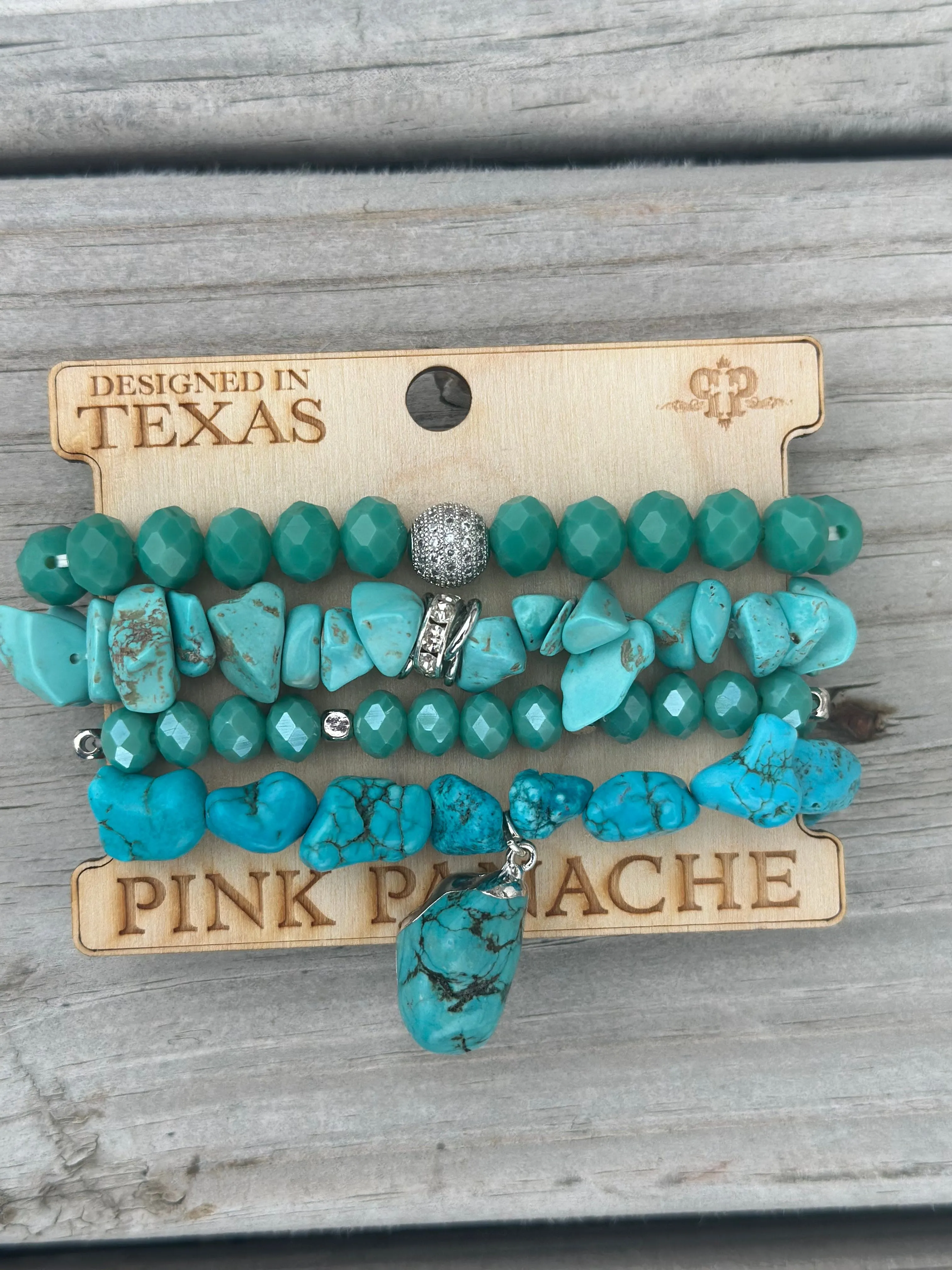 The Pink Panache Chunky Turquoise Stack Bracelet Set