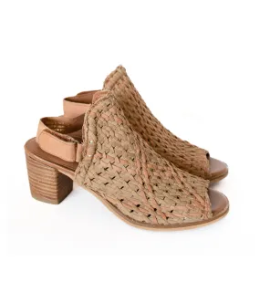 Veronique Woven Leather Mule in Tan