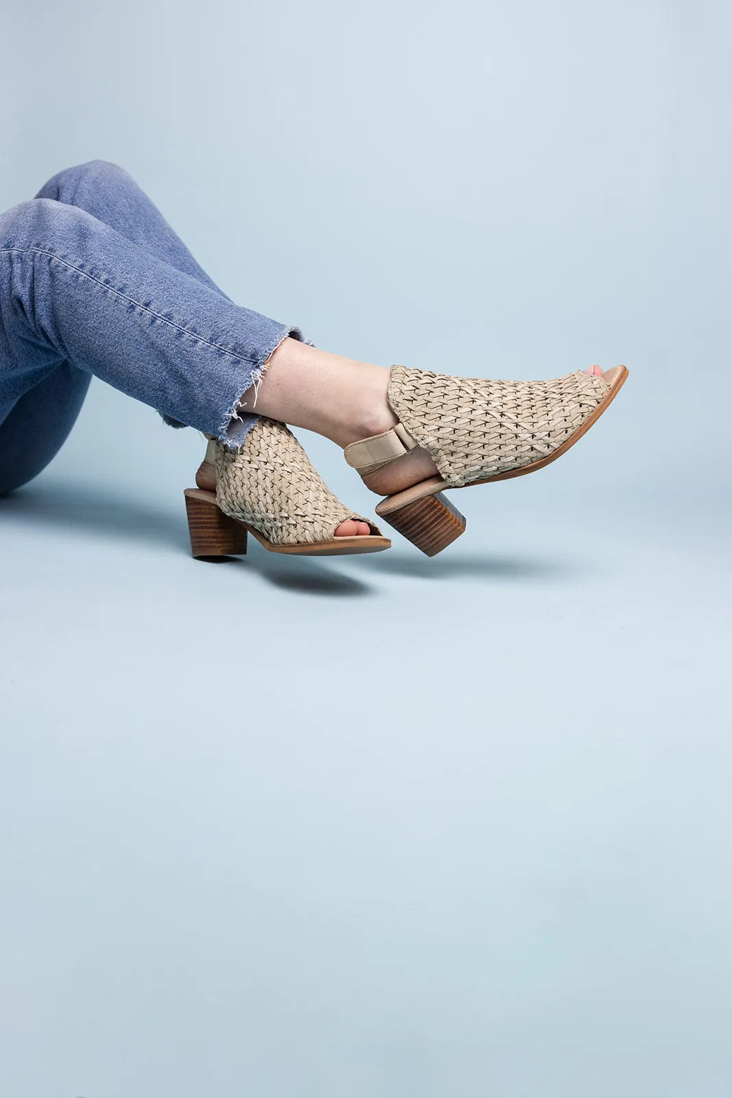 Veronique Woven Leather Mule in Tan