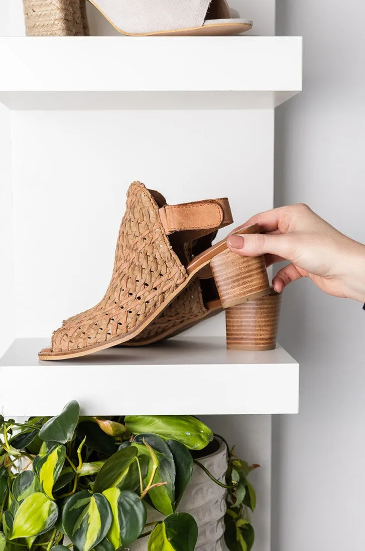 Veronique Woven Leather Mule in Tan