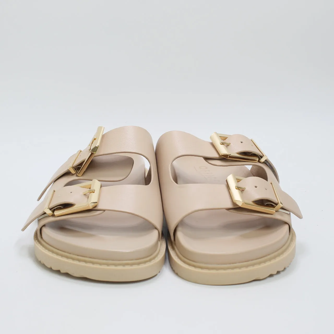 Womens Office Sunkissed  Double Strap Chunky Sliders Nude