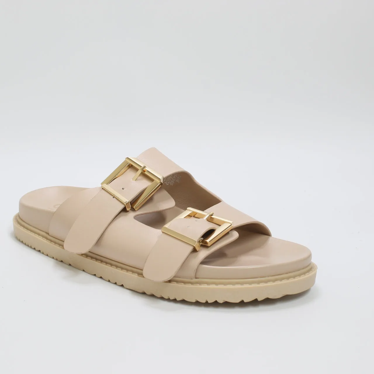 Womens Office Sunkissed  Double Strap Chunky Sliders Nude