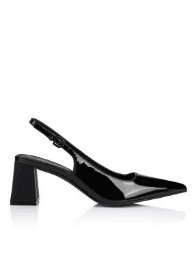 Yarra Pointed Toe Slingbacks - Black Patent Leather