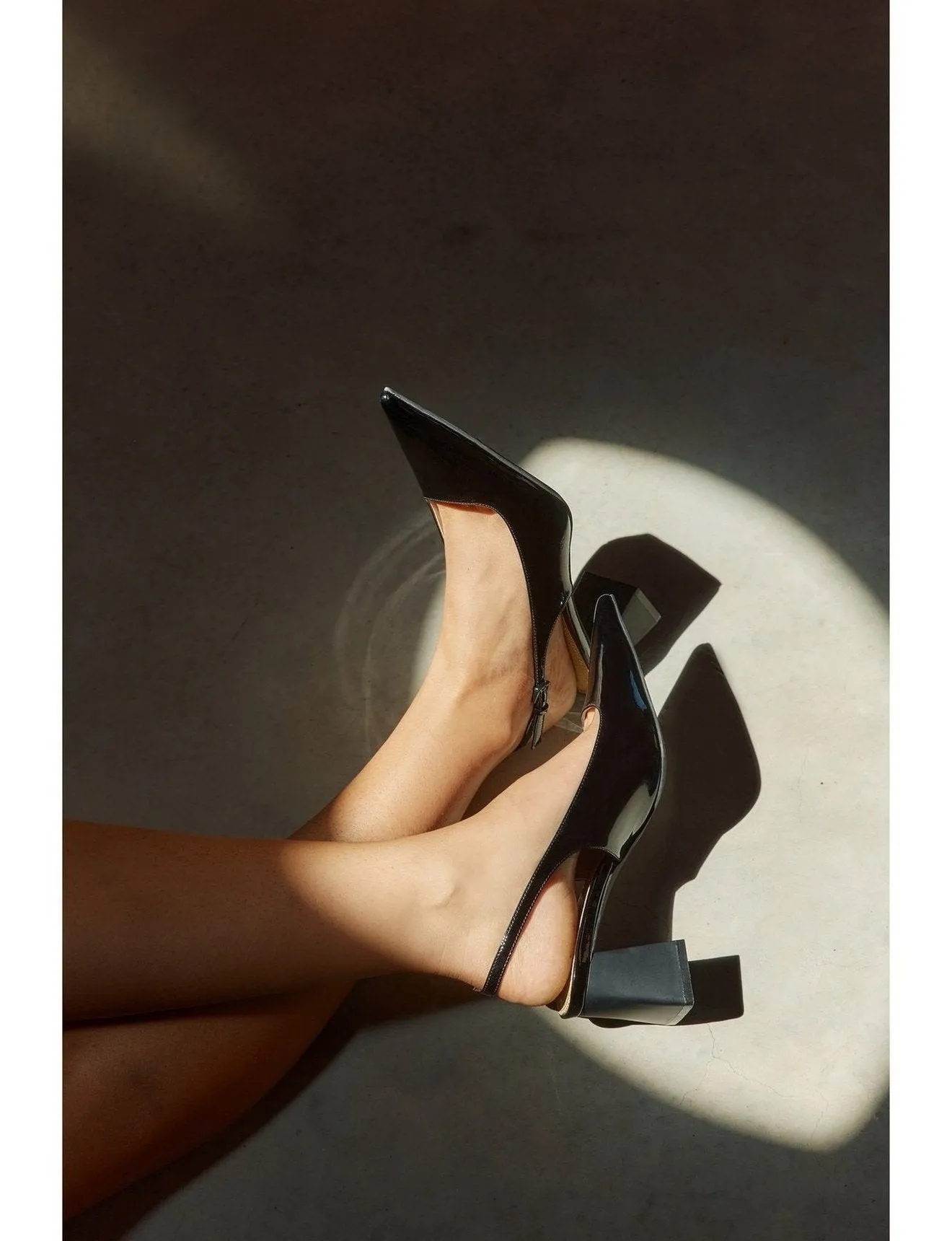 Yarra Pointed Toe Slingbacks - Black Patent Leather