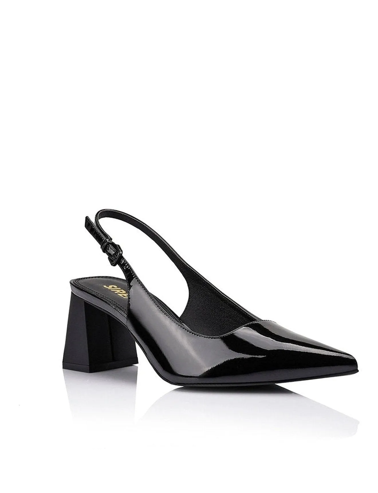 Yarra Pointed Toe Slingbacks - Black Patent Leather