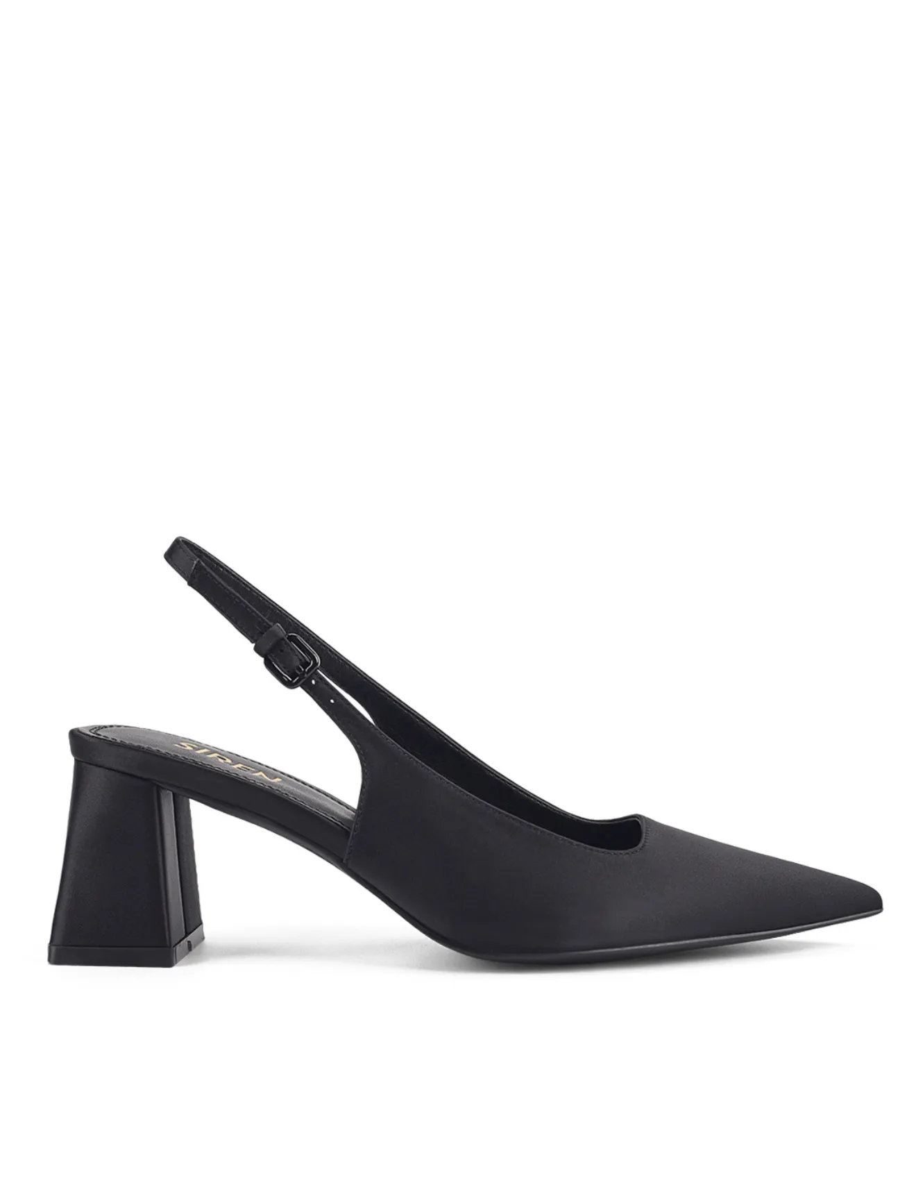 Yarra Pointed Toe Slingbacks - Black Satin