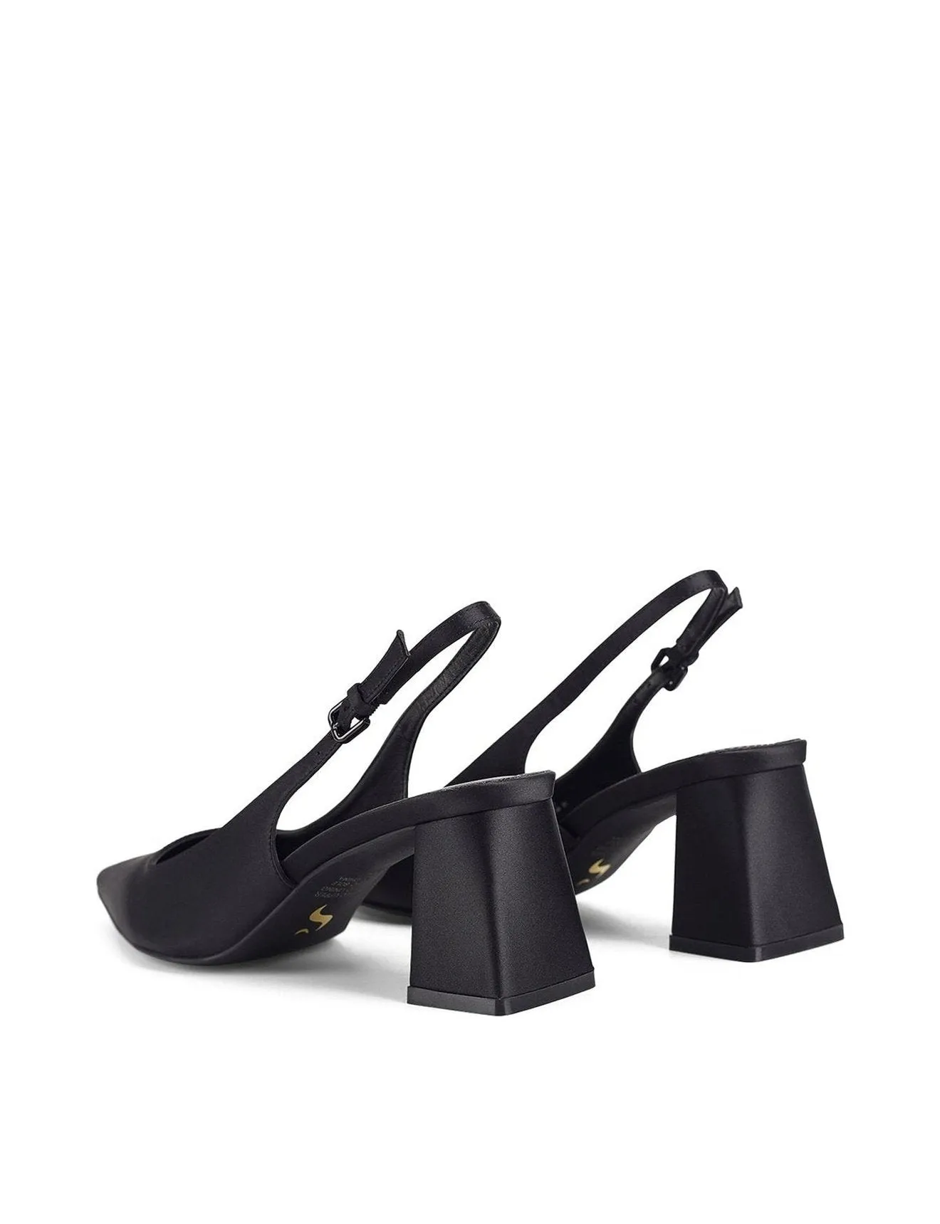 Yarra Pointed Toe Slingbacks - Black Satin