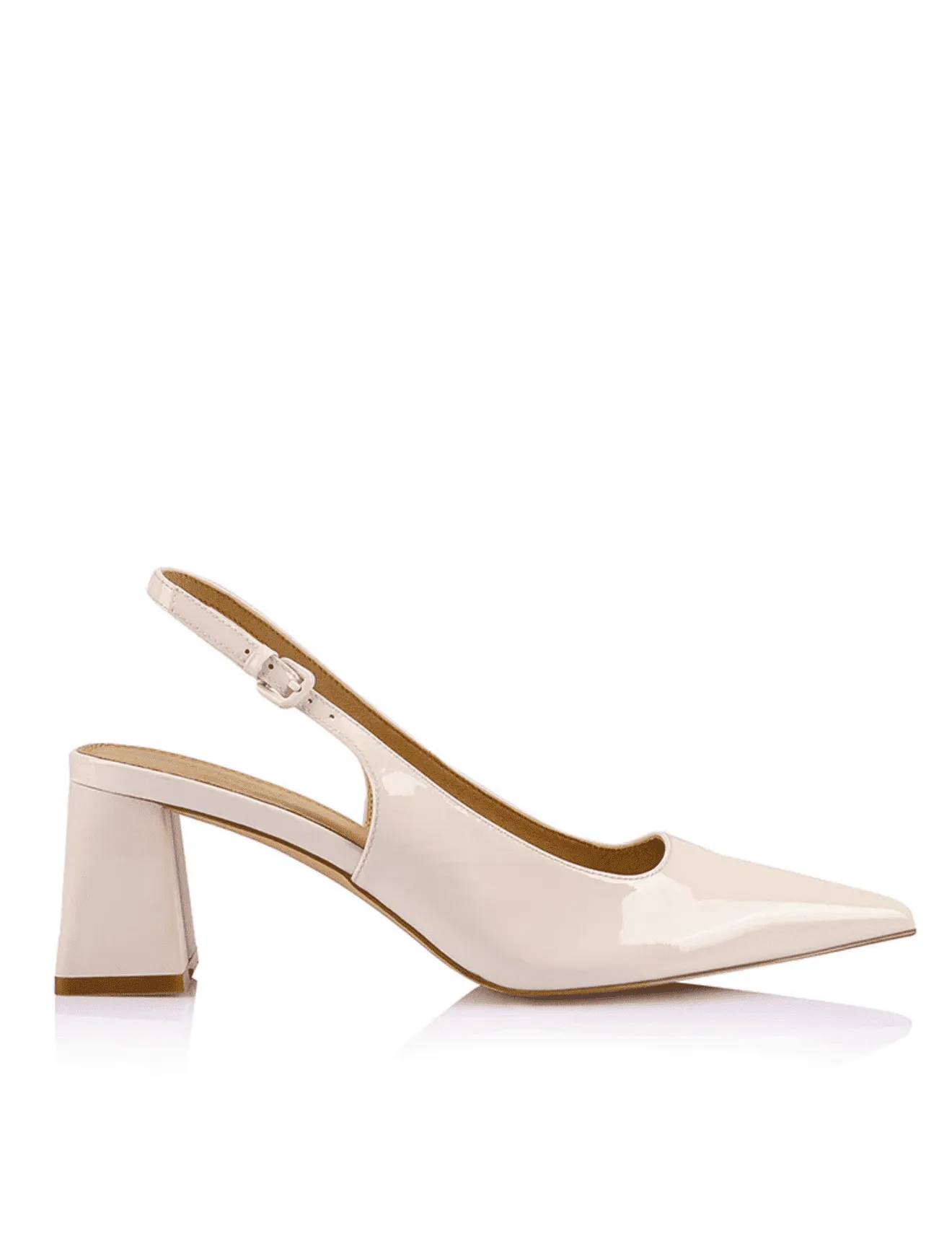 Yarra Pointed Toe Slingbacks - Chalk Patent