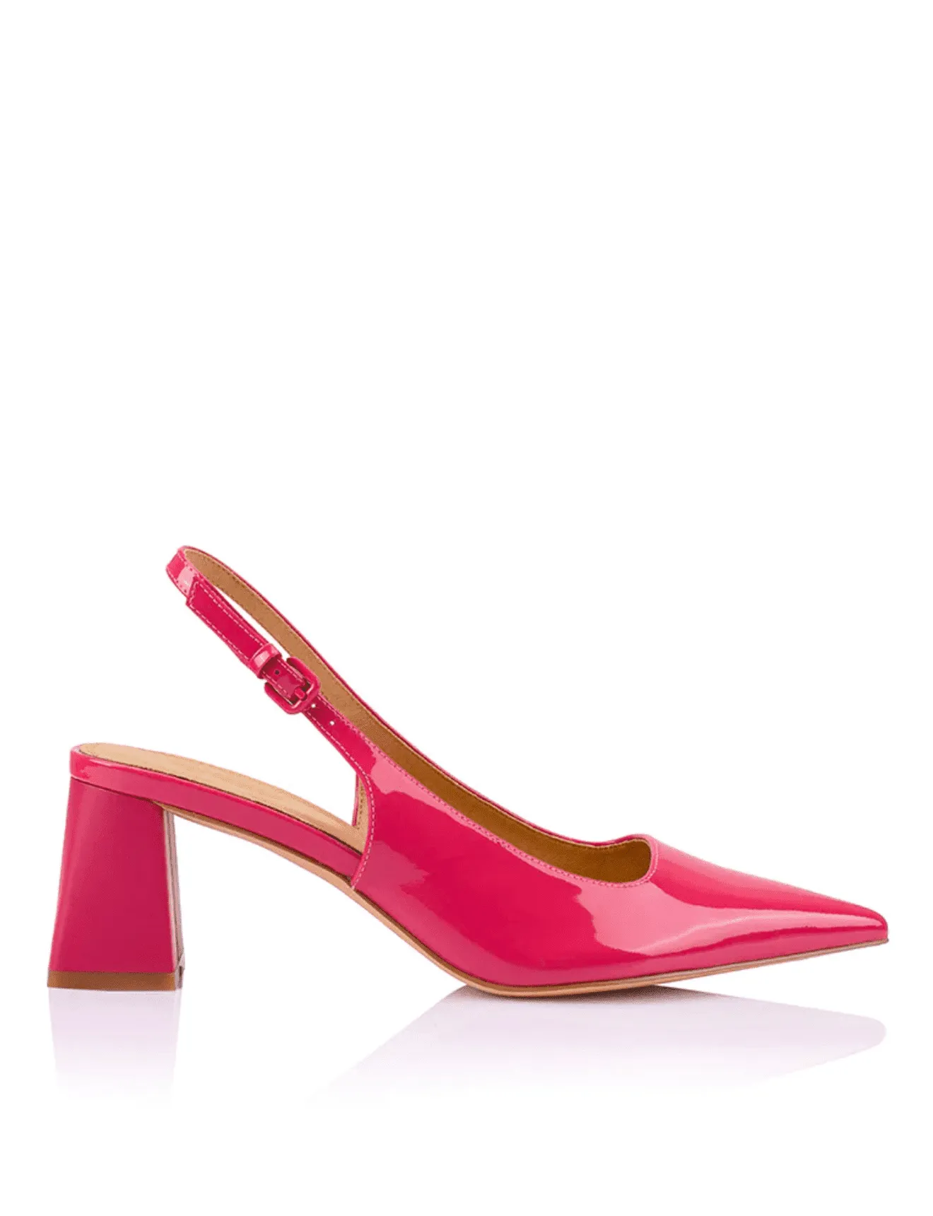 Yarra Pointed Toe Slingbacks - Raspberry Patent