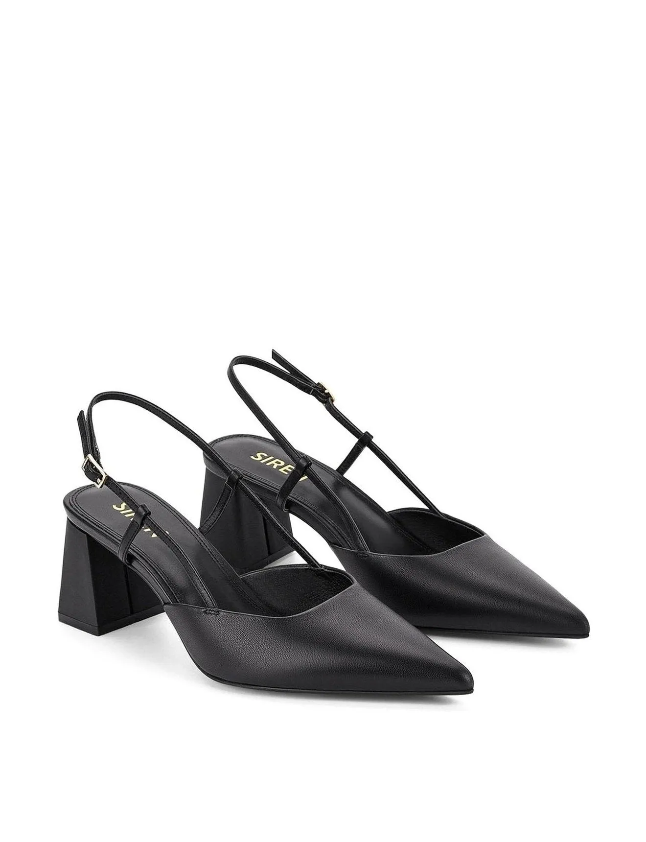 Yasmine Slingback Heels - Black Leather