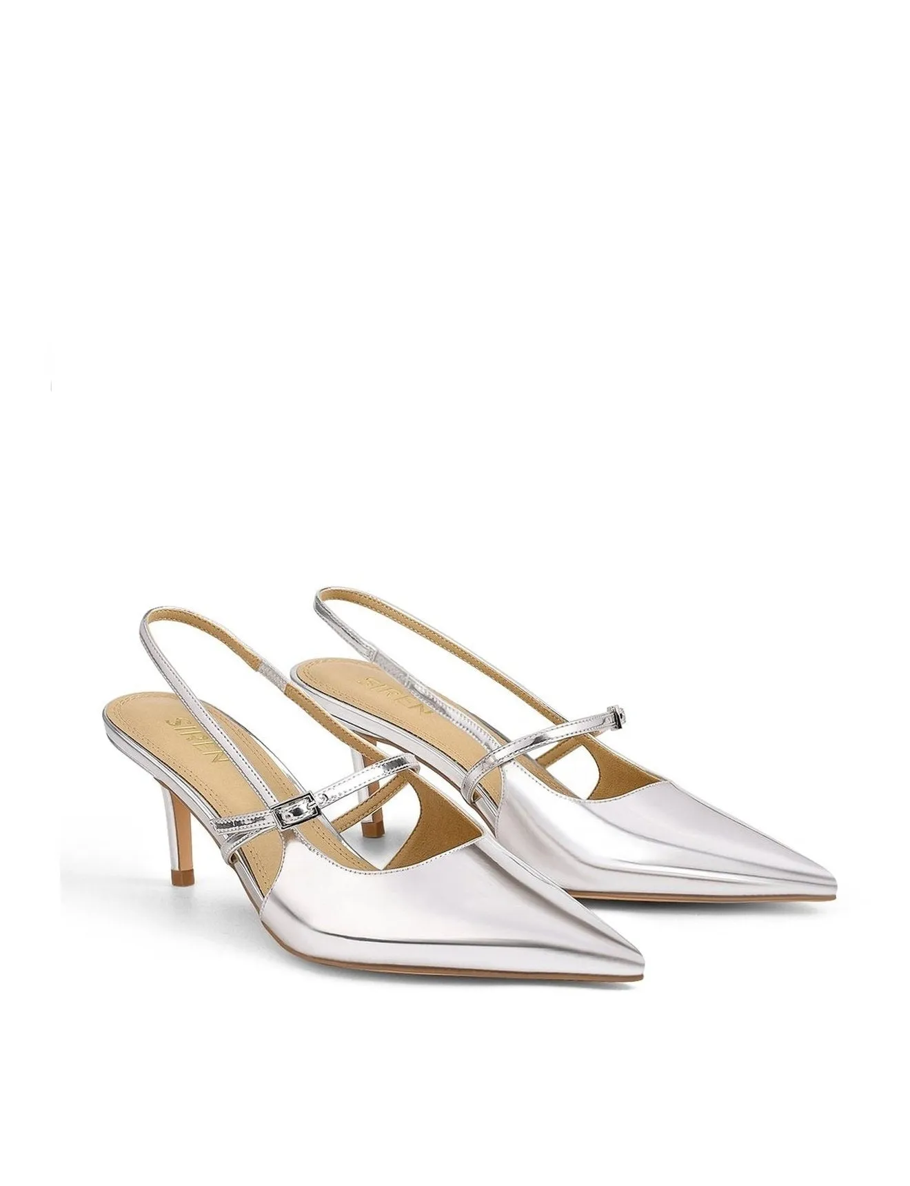 York Slingback Heel - Silver Metallic Leather