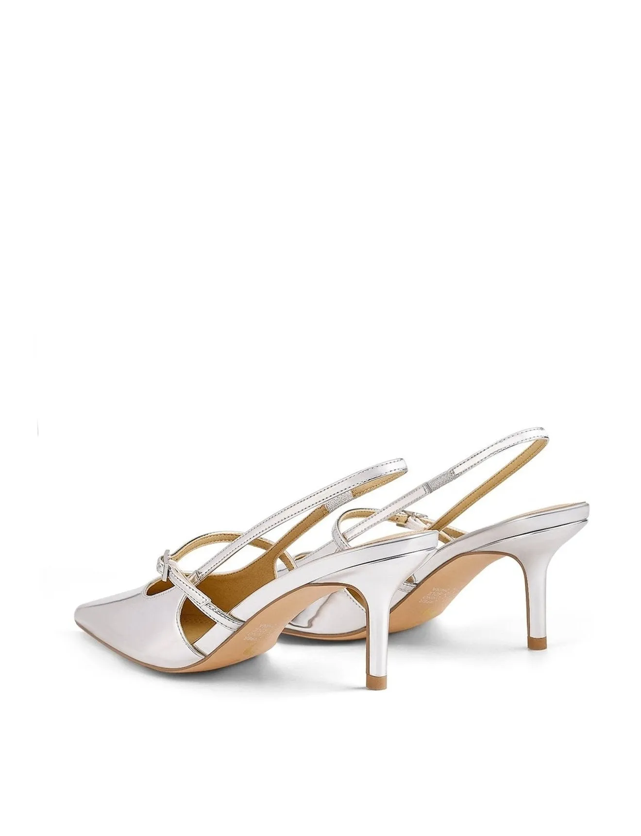 York Slingback Heel - Silver Metallic Leather